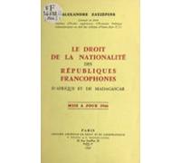Le Droit De La Nationalité Des Républiques Francophones Dafrique Et De