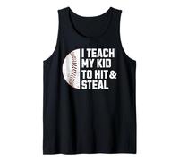 Le enseño a mi Hijo a Golpear y Robar un Divertido Juego de béisbol para papá y mamá Camiseta sin Mangas