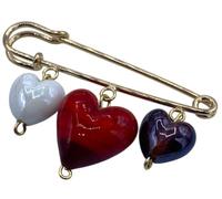LE GEMME DI VENEZIA Broche con corazones de cristal de Murano, tres colgantes de corazón de colores, joya artesanal veneciana