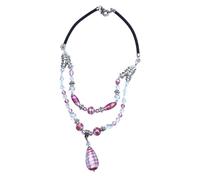 LE GEMME DI VENEZIA Collar de mujer de cristal de Murano, Murrina veneciana, rojo y plata, 45 cm, Medio, Vidrio, Glass