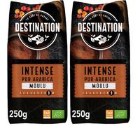 LE GOÛT DU VOYAGE DESTINATION - Café Molido Ecológico Comercio Justo - 250 gr - Café Especialidad 100% Pur Arábica - Café Orgnánico - Tostado Artesanalmente - Intensidad Muy Alta (Paquete de 2)