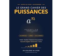 Le Grand Cahier des Puissances: 100+ exercices progressifs tous corrigés pas à pas | Règles des puissances, exposants négatifs et fractionnaires, racines | Du collège au lycée et remise à niveau