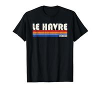 Le Havre France Retro 70s 80s Style Camiseta gráfica económica, Hombre, Negro, XL