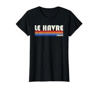 Le Havre France Retro 70s 80s Style Camiseta gráfica económica, Mujer, Negro, XS