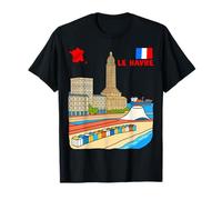 Le Havre Francia Skyline Retro Viajes Ilustración Camiseta