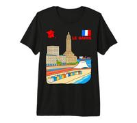 Le Havre Francia Skyline Retro Viajes Ilustración Camiseta Premium