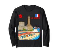 Le Havre Francia Skyline Retro Viajes Ilustración Manga Larga