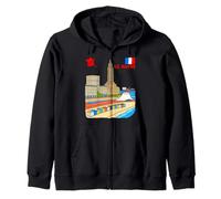 Le Havre Francia Skyline Retro Viajes Ilustración Sudadera con Capucha