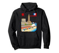 Le Havre Francia Skyline Retro Viajes Ilustración Sudadera con Capucha