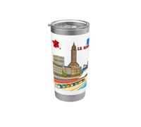 Le Havre Francia Skyline Retro Viajes Ilustración Vaso térmico de acero inoxidable de doble pared