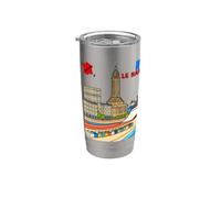 Le Havre Francia Skyline Retro Viajes Ilustración Vaso térmico de acero inoxidable de doble pared