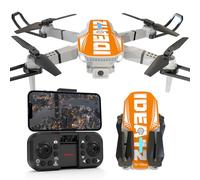 LE-IDEA Plegable Drone con Cámara 1080P Adultos, IDEA12 Mini Drone con Cámara Doble, Posicionamiento Flujo Óptico, Modo Sin Cabeza, FPV RC Quadcopter para Principiantes Adultos (Naranja)