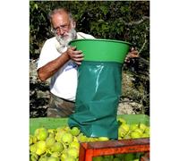 LE KANGOUROU Cesta de cosecha con mango de vaciado - Capacidad de 15 litros - Polipropileno alimentario flexible - Lona de alta resistencia - Longitud 60 cm - Ideal para huerto - Verde oscuro