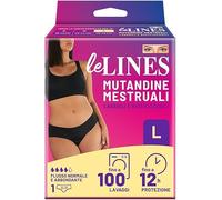 Le Lines - Bragas menstruales para mujer, talla L, absorbentes lavables y reutilizables hasta 100 lavados, protección hasta 12 horas, invisibles, para flujo normal y abundante, tecnología de 4 capas