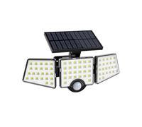 LE Luz Solar Exterior con Sensor de Movimiento, 1200 Lúmenes Foco Solar Exterior 6500K, Accesorio de Luz Solar de Seguridad Impermeable IP65 con 3 Cabezales Ángulo de 270° para Jardin Garaje Patio