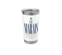 Le Marais Paris Francia Quartier Historique Azul Print Vaso térmico de acero inoxidable de doble pared