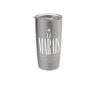 Le Marais Paris Francia Quartier Historique Blanco Print Vaso térmico de acero inoxidable de doble pared