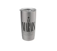 Le Marais Paris Francia Quartier Historique Negro Print Vaso térmico de acero inoxidable de doble pared