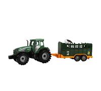 LE MONDE DE LA FERME - Tractor con Remolque y Animal - Granja - 027015 - 1/30 - Vehículo de Fricción - Verde - Plástico - Juguete para Niños - Maquinaria - Vehículo - Agricultura - Cultivar - 3 años