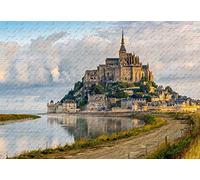 Le Mont St Michel from Shore of River Couesnon - Rompecabezas de 1000 piezas de 29.5 x 19.6 pies, de tilo, gran formato para adultos