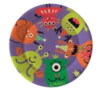 Le Nappage 10 platos de cartón compostable de 18 cm de diámetro Little Monsters