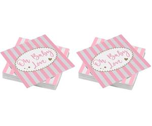 Le NAPPAGE ARTS DE LA MESA 20 Servilletas de guata 33 x 33 cm 3 capas Baby Love Rose (Paquete de 2)
