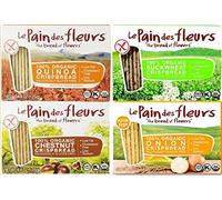 Le Pain des Fleurs Paquete variado de pan crujiente (quinua, castaña, cebolla, trigo sarraceno) 4 paquetes/4.4 onzas