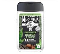 Le Pe Marseillais - Gel de ducha para hombre, madera de cade y helecho (botella de 250 ml), fórmula 4 en 1 para cuerpo, cabello, cara y barba, 92% ingredientes de origen natural y pH neutro