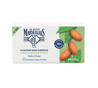 Le Pe Marseillais | Jabón hidratante con aceite de almendras (6 x 100 g) - Jabón sólido para manos y cuerpo con un 98% de ingredientes naturales - Embalaje de papel reciclable