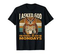 Le pedí Paciencia a Dios Que me envió los Lunes búho Camiseta