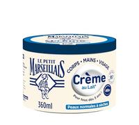 Le Petit Marseillais Crema Hidratante Multiuso Leche (tarro de 360 ml) - Crema corporal, manos y cara para pieles normales a secas - Cuidado hidratante 48h con 95% de ingredientes de origen natural