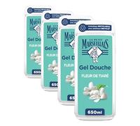Le Petit Marseillais - Gel de Ducha Extra Suave Flor de Tiaré (frasco de 650 ml) - Fórmula vegana con 92% de ingredientes de origen natural - Envase reciclable, con plástico reciclado (Paquete de 4)
