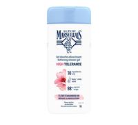 Le Petit Marseillais Gel de ducha suave con alta tolerancia, flor de almendra biológica (400 ml), gel de ducha suave para pieles secas y sensibles, crema de ducha sin jabón sin colorantes.