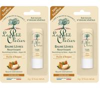 Le Petit Olivier Bálsamo labial nutritivo en barra, aceite de argán para mujer, 0.14 onzas (Paquete de 2)