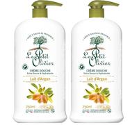 Le Petit OLIVIER - Crema de ducha extra suave e hidratante - Leche de argán - Para toda la familia - PH neutro para la piel - Sin jabón, sin colorantes - Fabricado en Francia - 750 ml (Paquete de 2)