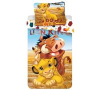 Le Roi Lion Conjunto de Cama, com Capa nórdica de 140 x 200 cm, para crianças, para Cama de solteiro de 90 cm, reversível, 100% algodão, Design da Disney
