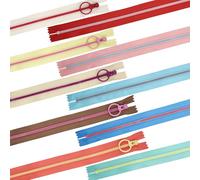 LE-stone Juego de 20 cremalleras de nailon con anillo de elevación #3 mezclado, 10 colores, cierres de cremallera de resina de extremo cerrado para costura, manualidades, reemplazo de cremallera