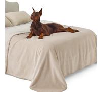 LE SURE Manta de Forro Polar Impermeable Lavable, 274 x 218 cm, Manta para Personas y Perros Grandes, Manta versátil para Perros, tamaño King, Protege la Cama y el sofá con Felpa Suave, Color Crema