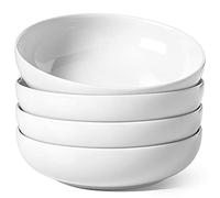LE TAUCI cuenco de espaguetis, sopa, pasta, ensalada para la cena, cuenco de cocina grande, plato, microondas, 21,6 cm, blanco, 4 piezas