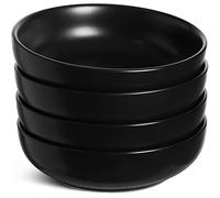 LE TAUCI - Juego de 4 cuencos para pasta de 1,3 l, para servir sopa, pasta, fideos, cena, apto para microondas, 21,6 cm, color negro mate