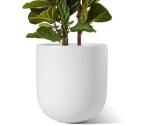 LE TAUCI Maceta de 30 cm, Macetas de Cerámica para Plantas con Tapón de Drenaje y Rejilla de Malla, Macetas de Interior al Aire Libre para Home Garden Patio Office, Blanco