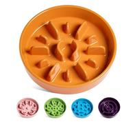 LE TAUCI Tazones de cerámica para Perros de alimentación Lenta, Cuenco de alimentación Lenta para Perros de Raza Mediana y Grande, Naranja, L-1200 ml