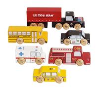 Le Toy Van - Cars & Construction Iconic Wooden New York Themed Toy Car Play Set - Set 7 Pieces, Play Vehicle Role Play Toys - Suitable For 2 Year Old +