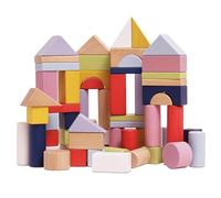 Le Toy Van - Educational Wooden Building Blocks 60 Piece Set Toy, Montessori Style Shape & Colour Development Toy - Suitable For 12 Months +