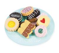 Le Toy Van - Educational Wooden Toy Role Play Biscuit Set , Pretend Play Afternoon Tea And Cakes Wooden Play Food, TV298