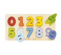 Le Toy Van - PL142 - Juego educativo números de madera 123, 18 meses, rompecabezas con números 3D, Montessori, ecológico, incluye 10 números del 0 al 9, madera certificada FSC y colores a base de