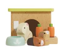 Le Toy Van - ME045 - Juego educativo de conejo y hámster de juguete de madera, 3 años, 5 piezas, mascotas amigables para casa de muñecas con caseta y accesorios, Montessori, certificado FSC