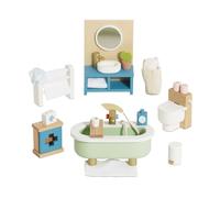 Le Toy Van - ME060 - Baño de casa de muñecas, 3 años, Juguete Educativo, Juego de Muebles de Madera de 19 Piezas, Juguetes ecológicos, Montessori, Incluye Accesorios de baño