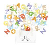 Le Toy Van - PL143 - Juego Educativo de Letras del Alfabeto, 18 Meses, Montessori, ecológico, de Madera, 60 Piezas, Incluye Bolsa de algodón con asa, Certificado FSC y Colores al Agua, Petilou