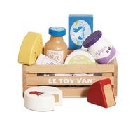 Le Toy Van - TV185 - Juego educativo para niños a partir de 2 años caja de juguete de madera de queso y productos lácteos, juguetes Montessori, juego ecológico en madera FSC y colores a base de agua
